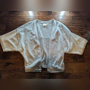 Maeve Anthropologie Light Grey Textured Open-Front Cardigan Oversized Size Small